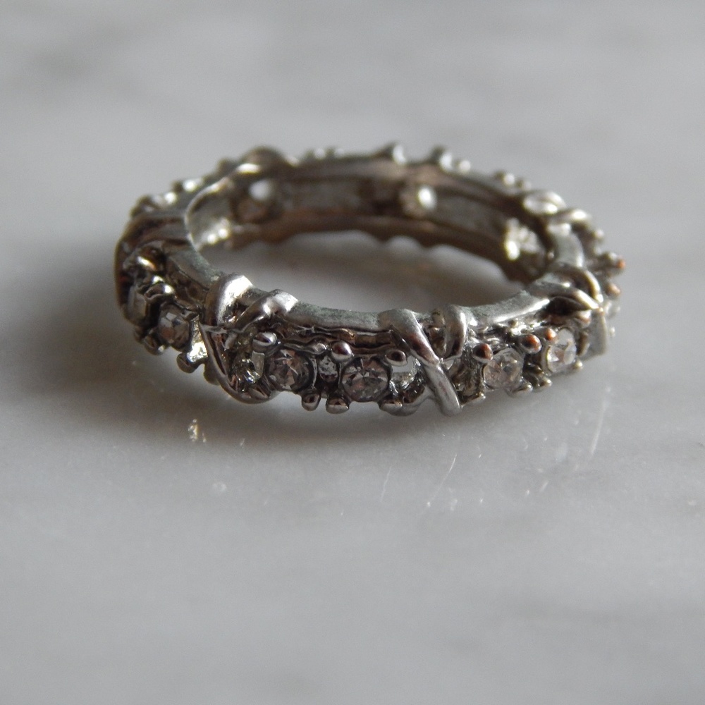 Silver-tone hatchet ring